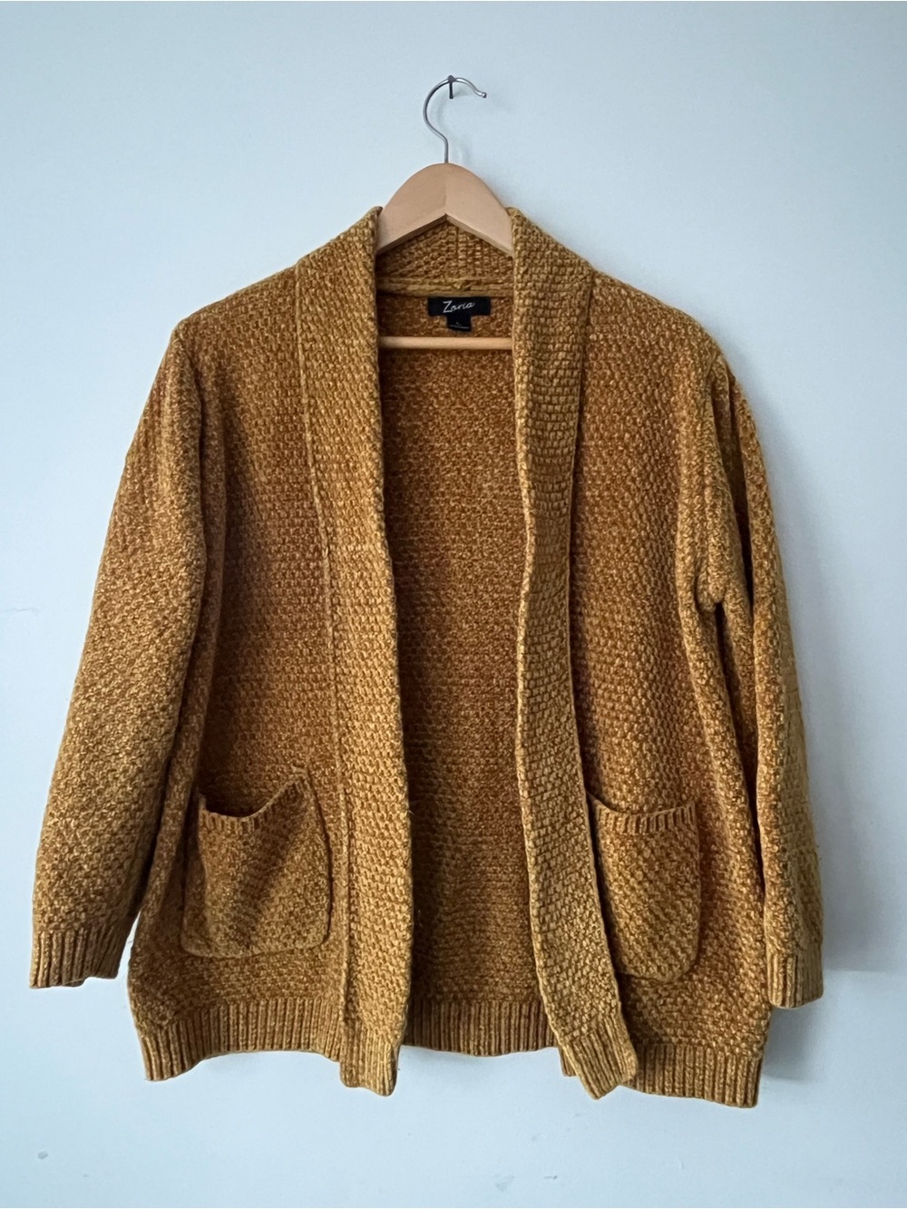 Zoria Women’s Mustard Soft Textured Open-Front Cardigan